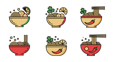 Fototapeta premium Mexican Ramen Bowl Line art modern abstract concept illustration