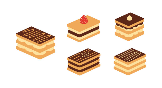 Mille Feuille Line art vector modern pastel abstract color illustration