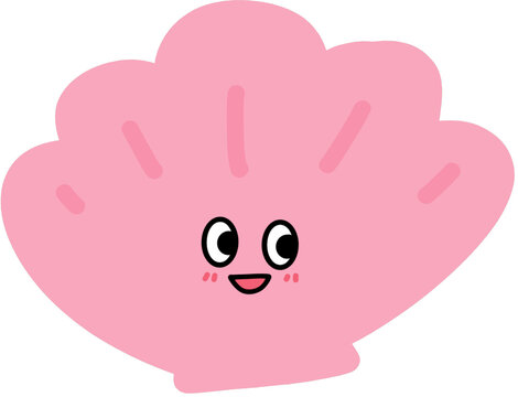 pink seashell character illustration