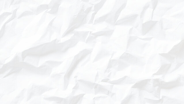 Crinkled white paper texture background with folds and creases abstract design element