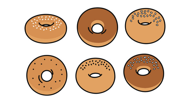 Mini Bagels Line art vector creative vibrant abstract tone