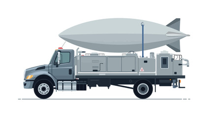 Obraz premium Illustration of a blimp on a truck.