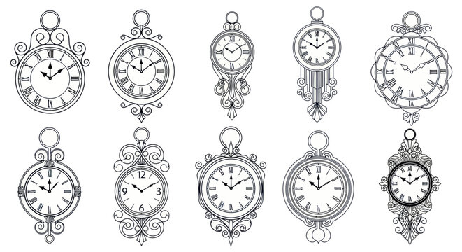 Vintage Clock Collection: Ornate Pocket Watches & Wall Clocks - Timeless Design