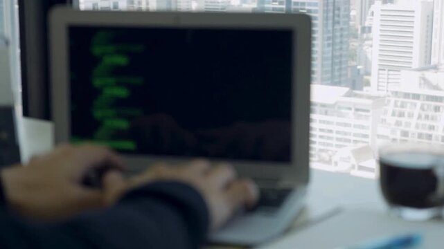 Software Programmer Working on Computer, Freelancer and work at home office typing on keyboard Programmer working on application. development web,