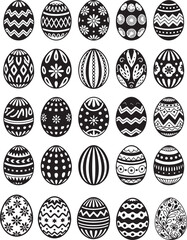 Fototapeta premium Collection of 25 intricately decorated Easter eggs in a grid, featuring diverse patterns and textures