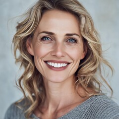 Warm Smile and Gentle Expression of a Blonde Woman