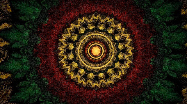 Background of symmetry 420 reggae in a vibrant abstract design with balanced psychedelic rhythm