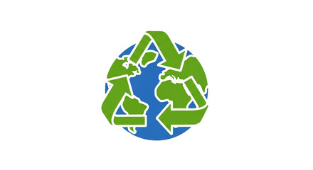 Obraz premium 3D recycling arrows around globe symbolizing eco-friendly sustainability and green living