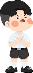 Boy Making Stop Gesture With Angry Face