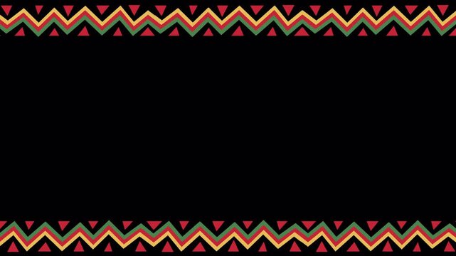 Abstract African Pattern Border video overlay background on transparent background, alpha channel
