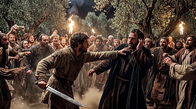 Bystander Drawing Sword in Dark Chaotic Crowd