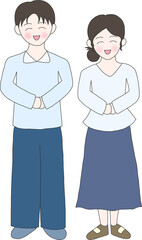 Obraz premium Happy Parents Greeting Character Hand Drawn Family Illustration