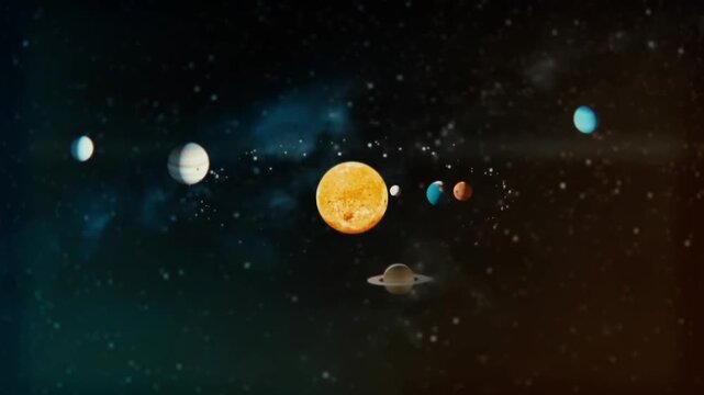 4K Solar System &ndash; Planets Revolving Around the Sun in a Realistic Orbital Simulation