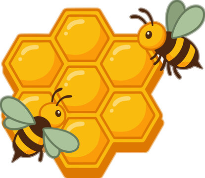 Honney with bee cute illustration
