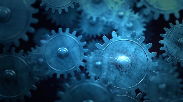 Blue Metal Gears Mechanism Background