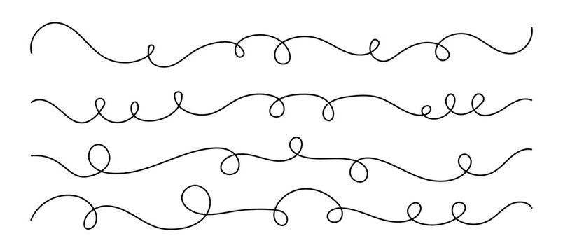 Set of squiggle loopy line vector decoration elements