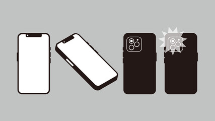 スマートフォンとスクリーン保護フィルムのイラスト　モバイル画面プロテクター説明素材 © 秀晃 岡庭