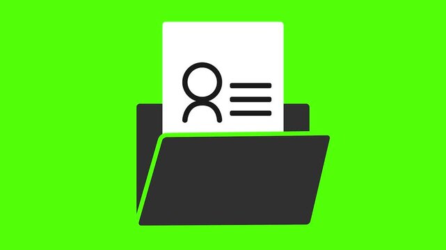 File and Person Symbol: A simple depiction of a file folder containing a document with a person's symbol. The imagery is often used in business contexts, job applications and data management themes.