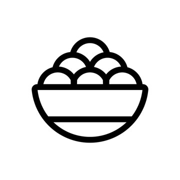 Minimalist Bowl of Delicious Meatballs Icon. Bakso Outline Icon