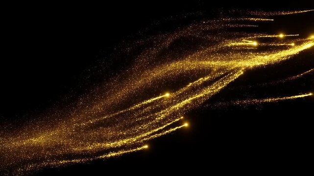 Sparkle line vector set with burst effects and golden glow on black background featuring sparkles, effect, lines with collection and animation