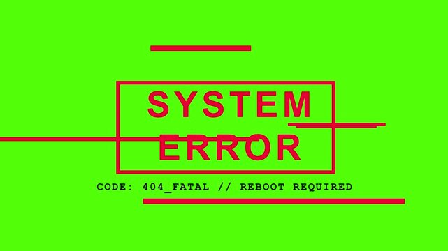 System Error Warning: A stark display alerts of a system error, with bold text emphasizing the severity of the issue, and a call for a reboot.