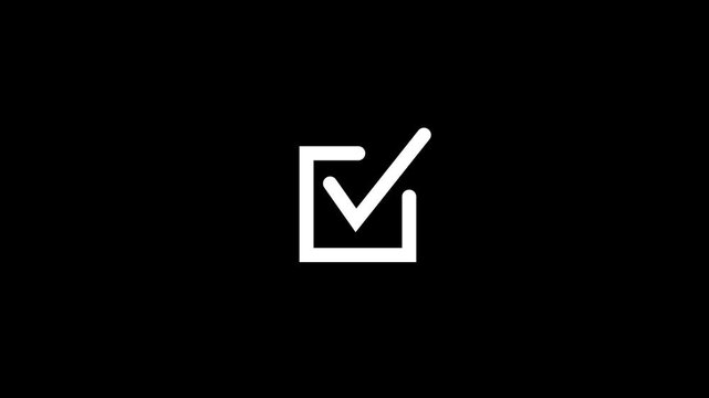 White check mark inside a square on a black background tick symbol