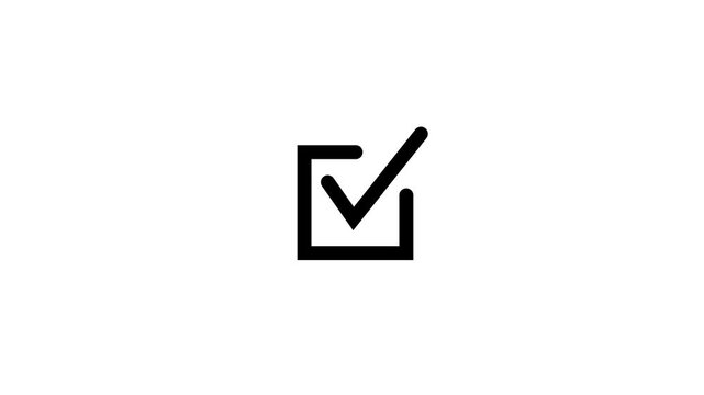 Black check mark inside a square on a white background tick symbol