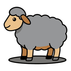 Obraz premium Sheep Standing Profile Flat Icon