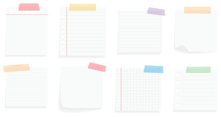 White paper notes with adhesive tape