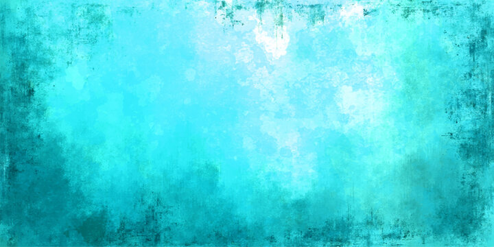 Vector Abstract cyan art that evokes ethereal ocean hues with a touch of distressed, painted texture, inviting a sense of serenity