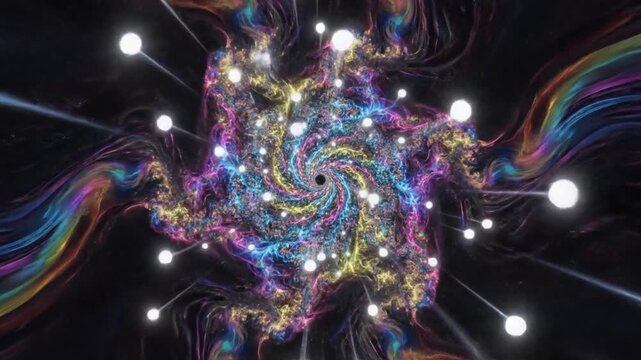 Vibrant multi-color cosmic spiral in deep space nebula