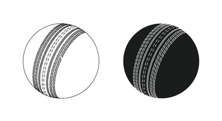 Fototapeta premium A graphic illustration depicts two cricket balls one light and one dark showcasing the distinctive stitched seam design