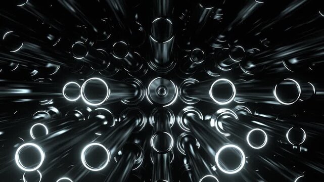 Black and White Moving Cylinders Background VJ Loop l 4K