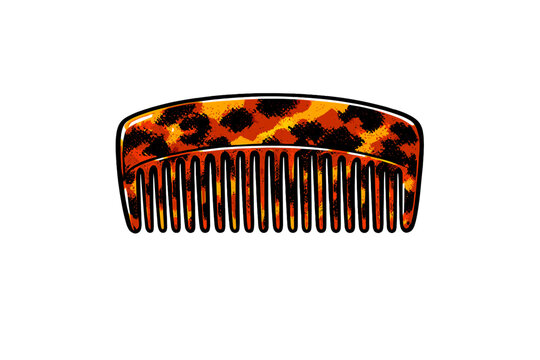 This vector art features a stylish tortoise shell hair comb with a
