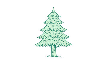 Fototapeta premium Stylized hand-drawn evergreen tree illustration with tiered branches