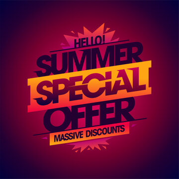 Summer special offer, massive discounts, summer sale vector web banner or poster template