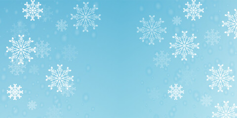 Cute falling snow flakes backdrop. Wintertime fleck ice shapes. Snowfall weather white teal blue illustration. Flat snowflakes february vector. Snow hurricane scenery.