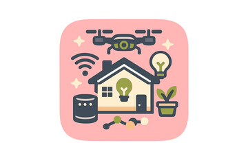 Fototapeta premium A flat vector illustration featuring smart home technology icons