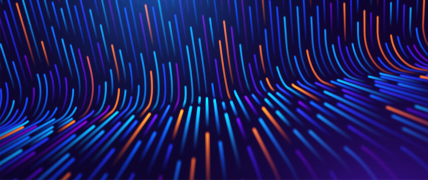 Digital Ecosystem Visualization Highlighting AI Integration, Data Streamlines, and Smart Network Connections in a Futuristic Layout. Digital Business Transformation Vector Background.