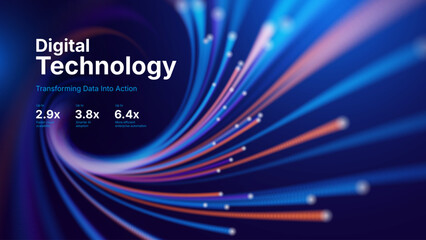 Fototapeta na wymiar Cyber Data Highway Featuring Fiber Optic Cables and AI-Driven Particle Networks. Fast Internet and Cloud Computing Technology for Business Applications.