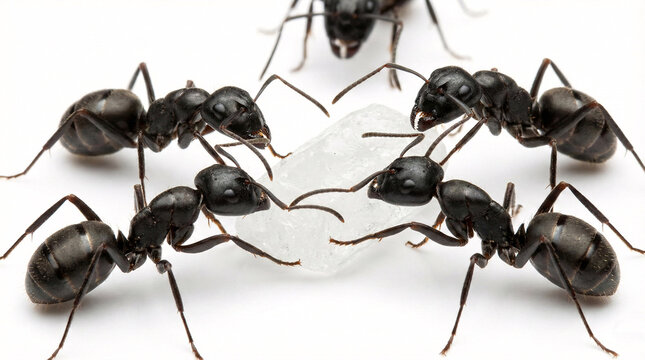 Black Ants Carrying Sugar Crystal