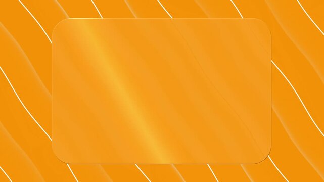 Abstract orange glassmorphism background with white diagonal lines. Blank glass panel mockup