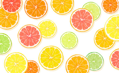 Naklejka premium 輪切りシトラスの透過背景_横