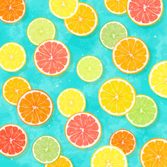 Fototapeta premium 輪切りシトラスの背景_正方形