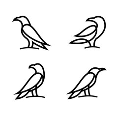 Fototapeta premium Minimalist Line Art Bird Logos and Icons Set. Elegant Avian Design Elements.