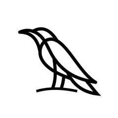 Fototapeta premium Minimalist Bird Line Art Logo Design ? Simple Black Outline Raven Illustration Icon