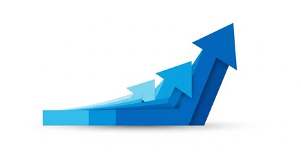 Blue Arrows Graph Showing Upward Trend and Growth - 3D Render Illustration for Business Success and Financial Progress