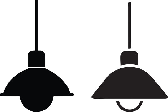 "hanging lamp silhouette vector &ndash; modern ceiling light icon clipart for interior, home, and design projects"