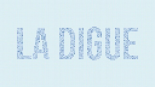 La Digue dotted map animation. Digital style shape of the island. La Digue shape and title blue dots appear with flickering effect. Seychelles. Creative Intro, outro, title, logo video.