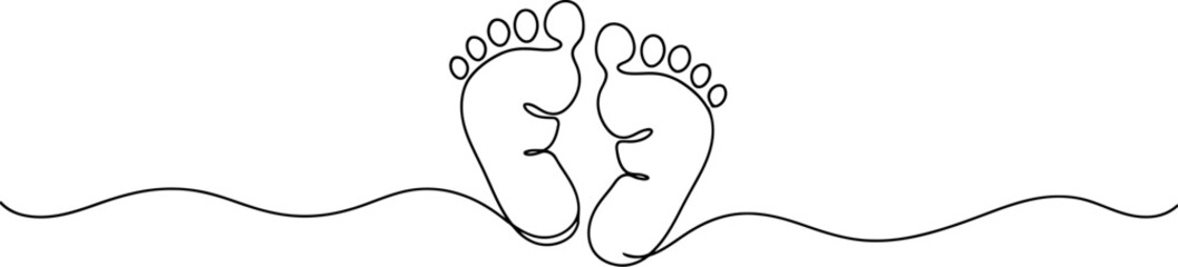 Minimalist Line Art Baby Feet Illustration © SoftArt